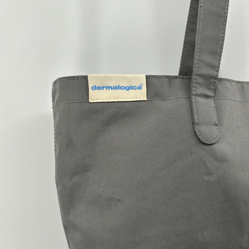 Dermalogica Gray Tote Bag Skincare Bottle Print Lining Minimal Neutral Reusable - Picture 2 of 13